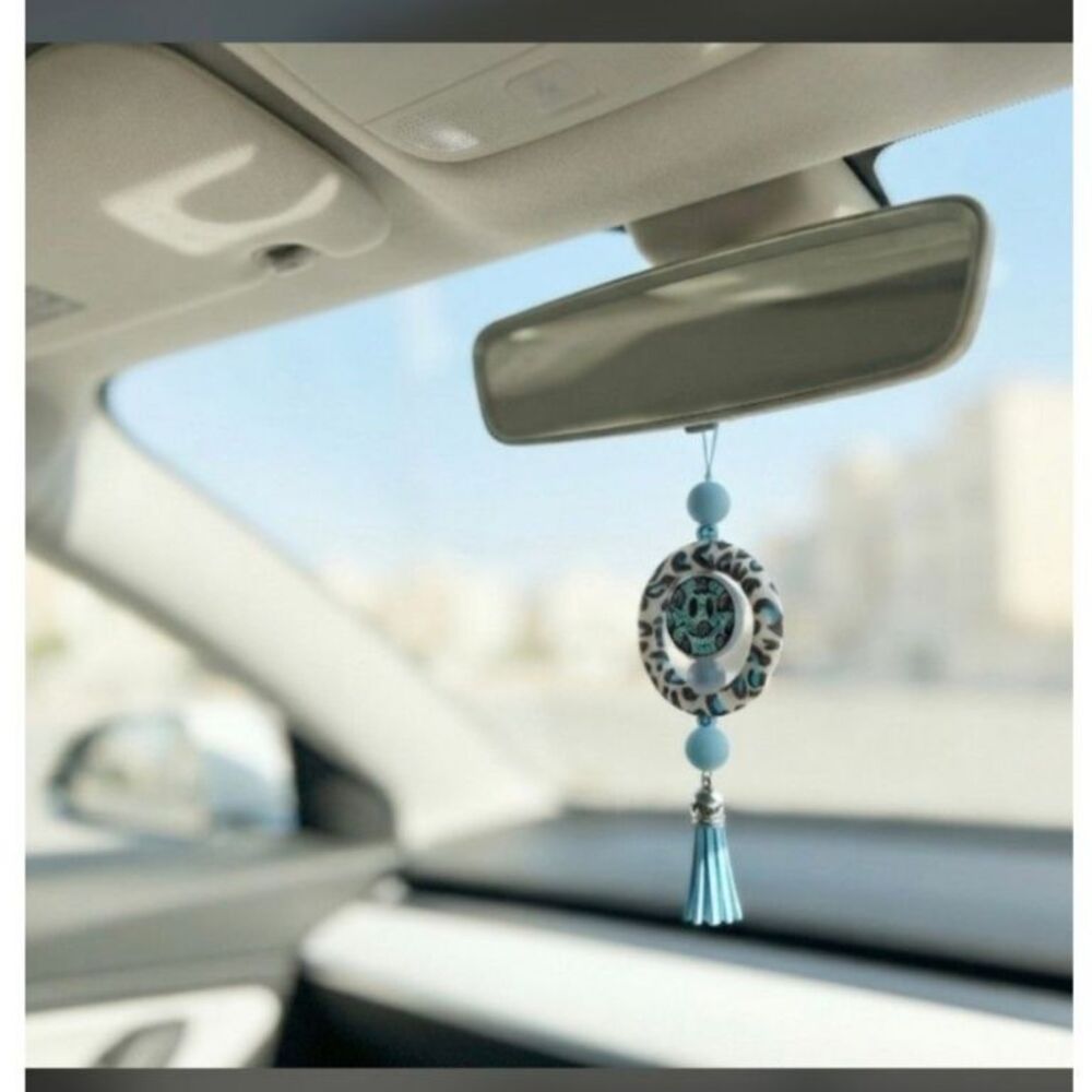 Beaded Rear View Mirror Car Charm, Handmade Hanging Auto Accessory